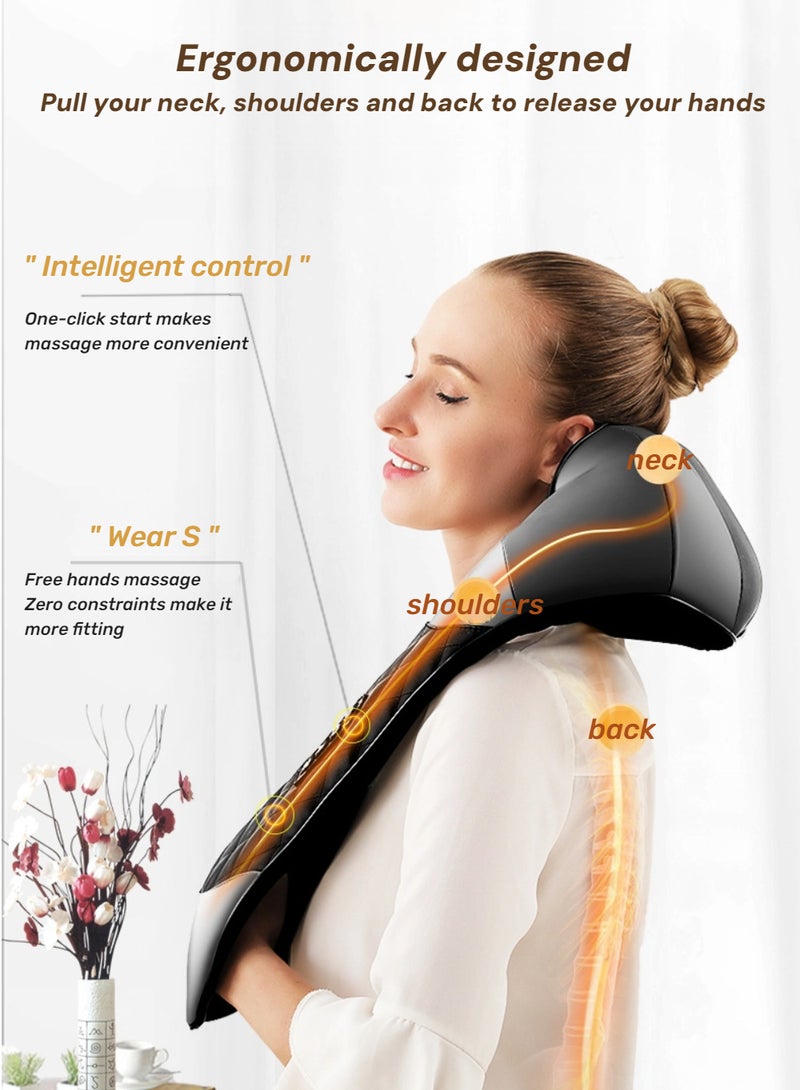 EzzySo مدلك عنق مع حرارة مدلك شياتسو للعنق والظهر والكتف والقدم والساق وسادة تدليك عميق تساعد على استرخاء العضلات في المنزل والمكتب والسيارة، مناسبة للرجال والنساء البالغين وكبار السن الذين يعانون من آلام في العنق. - Image 3