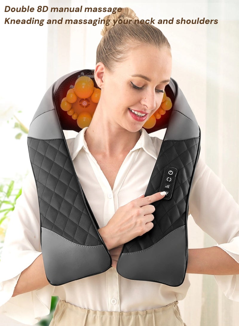EzzySo مدلك عنق مع حرارة مدلك شياتسو للعنق والظهر والكتف والقدم والساق وسادة تدليك عميق تساعد على استرخاء العضلات في المنزل والمكتب والسيارة، مناسبة للرجال والنساء البالغين وكبار السن الذين يعانون من آلام في العنق. - Image 2