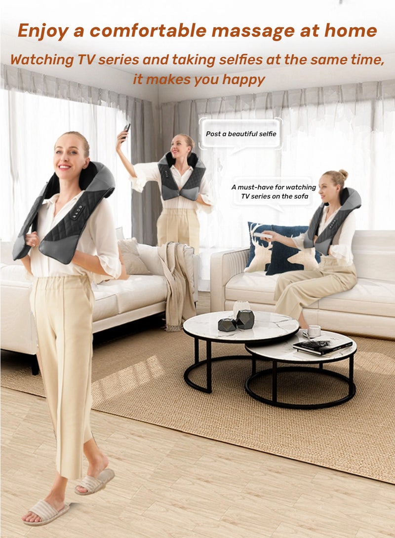 EzzySo مدلك عنق مع حرارة مدلك شياتسو للعنق والظهر والكتف والقدم والساق وسادة تدليك عميق تساعد على استرخاء العضلات في المنزل والمكتب والسيارة، مناسبة للرجال والنساء البالغين وكبار السن الذين يعانون من آلام في العنق. - Image 4