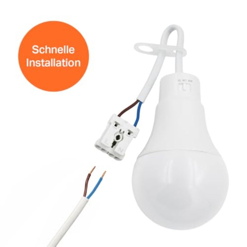 10 x LED Construction Light Renovation Lamps, 10 W, CCT Adjustable Light Colour, Robust Construction Socket with Bulb and Plug-in Clamp, Work Light for Loft and Cellar - Image 4