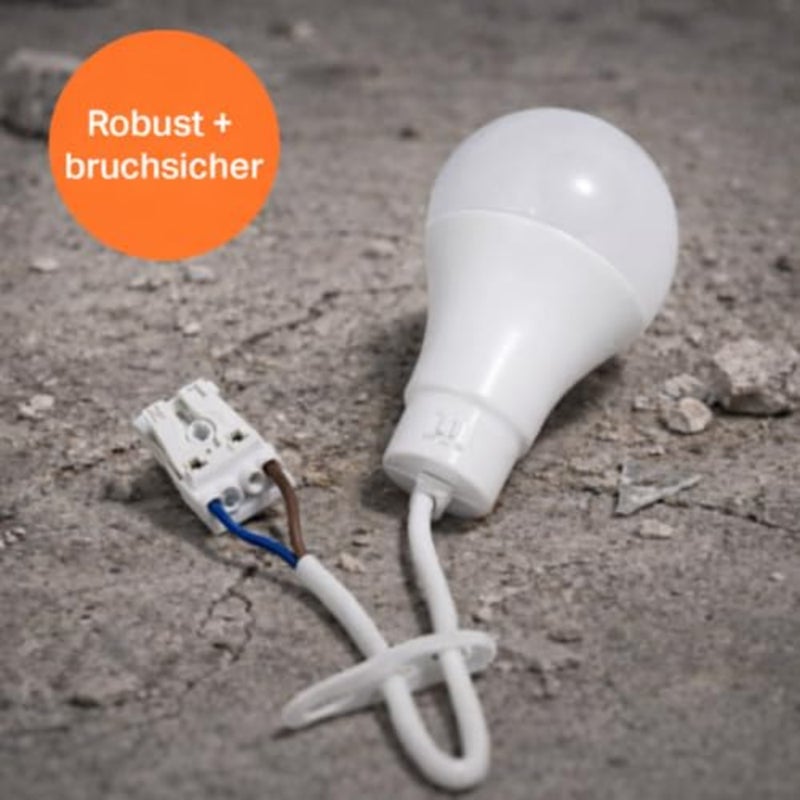 10 x LED Construction Light Renovation Lamps, 10 W, CCT Adjustable Light Colour, Robust Construction Socket with Bulb and Plug-in Clamp, Work Light for Loft and Cellar - Image 3