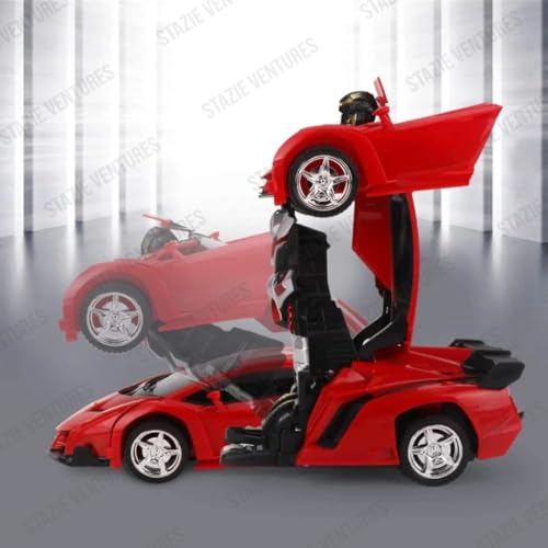 Stazie|Remote Control Rechargeable One-Click Deformation Car to Robot Transforming Toy, Multicolor - Image 2