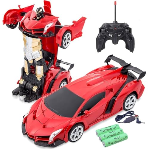 Stazie|Remote Control Rechargeable One-Click Deformation Car to Robot Transforming Toy, Multicolor - Image 1