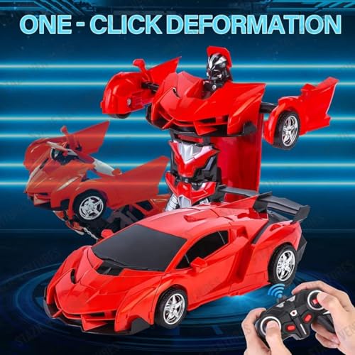 Stazie|Remote Control Rechargeable One-Click Deformation Car to Robot Transforming Toy, Multicolor - Image 5