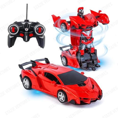 Stazie|Remote Control Rechargeable One-Click Deformation Car to Robot Transforming Toy, Multicolor - Image 4