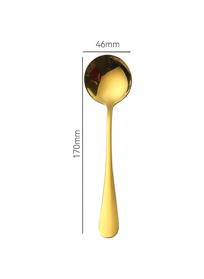 Thick Stainless Steel Tableware Home Soup spoon Dessert spoon Ice Cream Spoon Gold