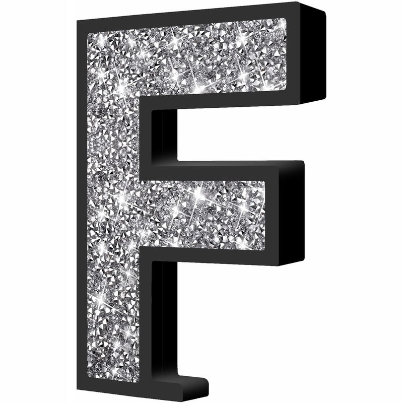 XIHACTY Letters Signs for Home D?cor  Crystal Crushed Diamond Accent Sign for Wall Decor  Black DIY Custom Capital Letters for a Decoration on Bar  Desk  Dresser  Party Birthday  Wedding.(F) - Image 1