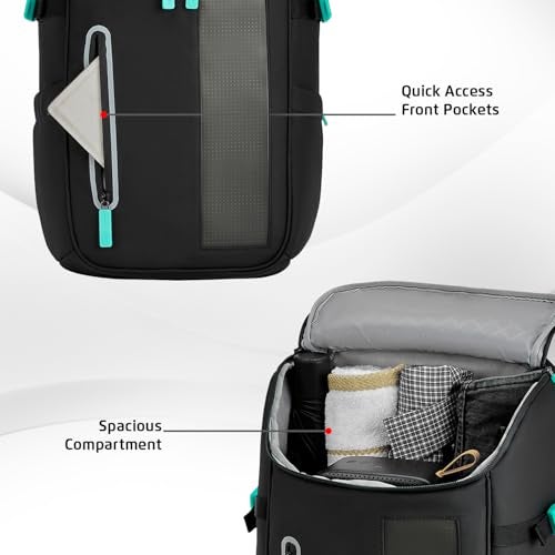 Safari Falcon LED 25L Backpack, Customizable LED Panel, 17" Laptop Compatible, Battery Cell Holder, Premium PU Fabric, Seamless Control Through A Mobile Application, Airvent Back Panel, Black - Image 4