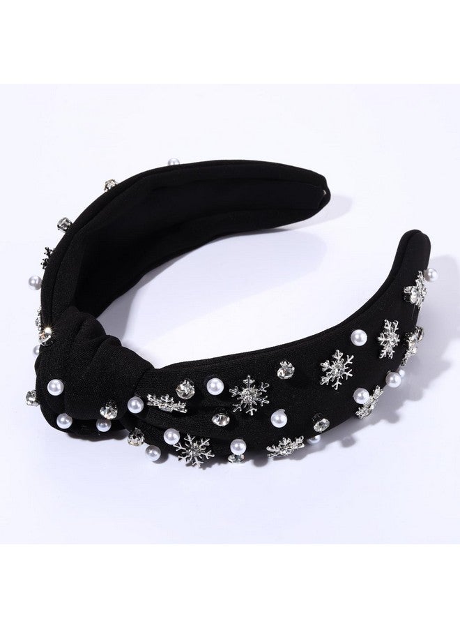 PHALIN Christmas Headbands For Women Xmas Bow Tree Snowflake Headbands Jeweled Crystal Pearl Knotted Headband Holiday Hair Accessories Party Gifts (Snowflake) - Image 5