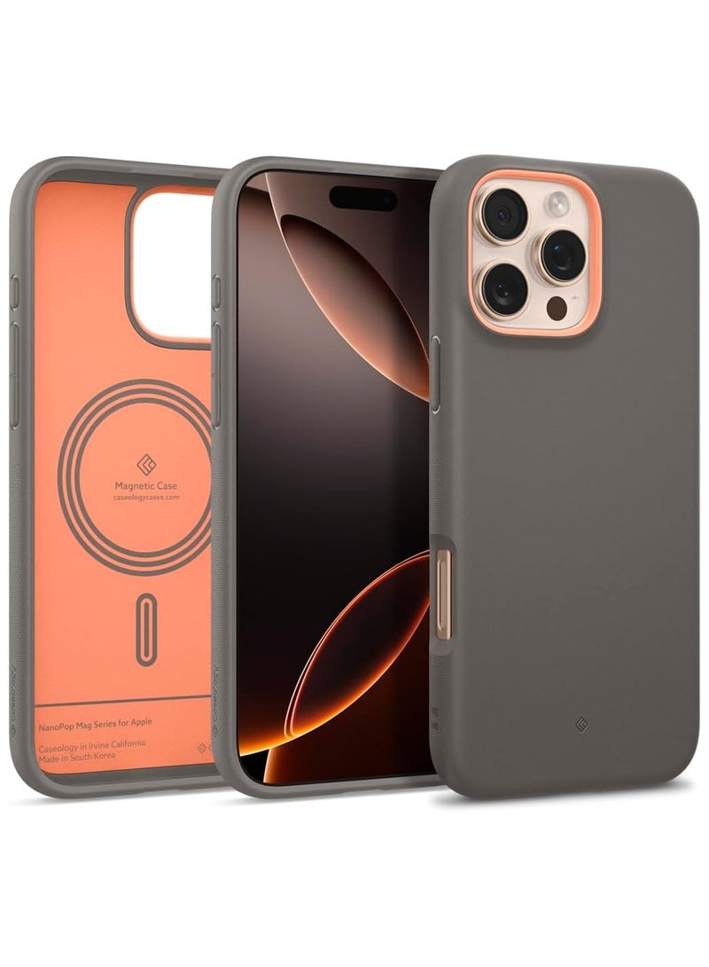 Caseology Nano Pop Mag iPhone 16 PRO MagSafe Case Cover Mil Grade - Papaya Gray - Image 1
