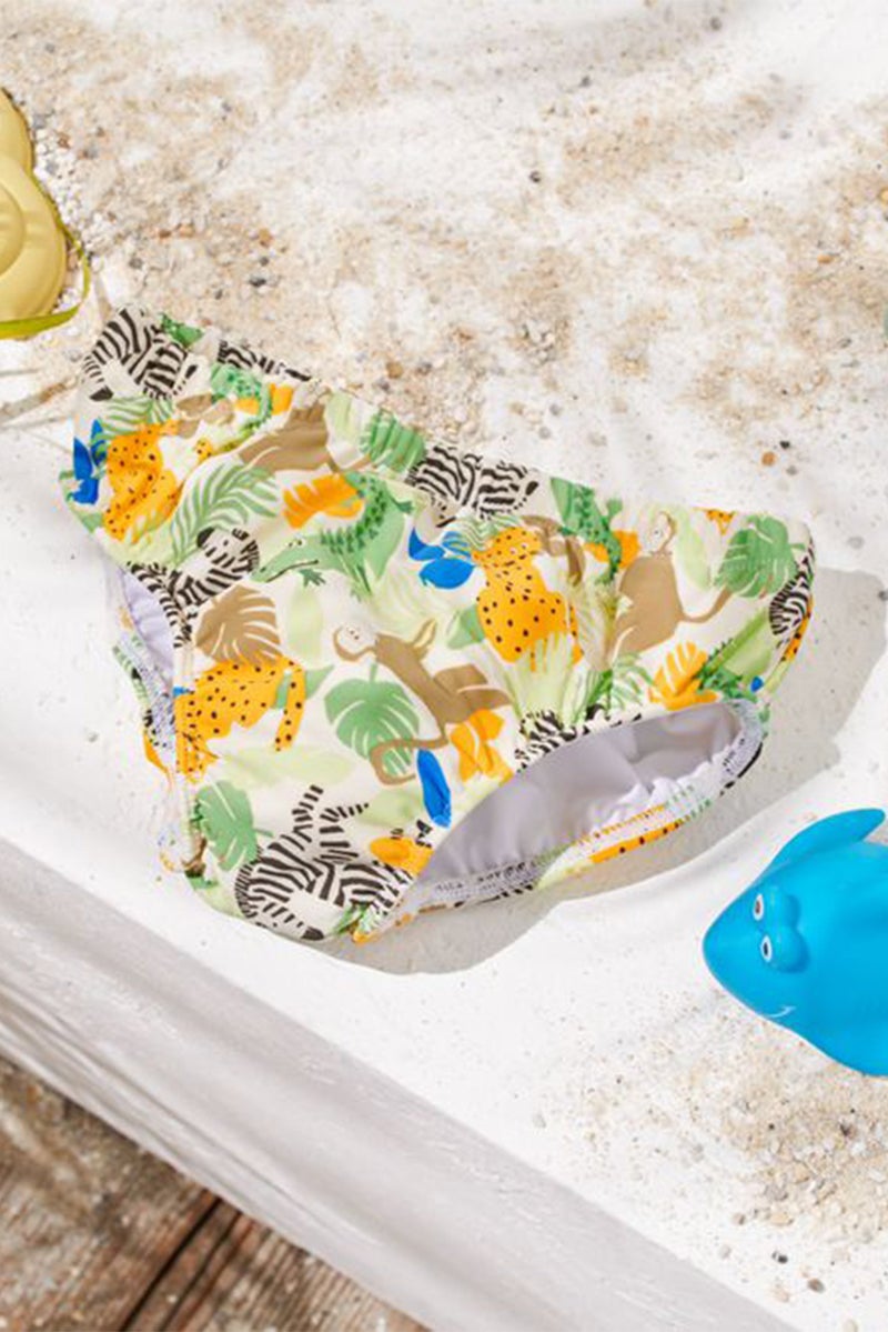 Tchibo Toddlers Boy Allover Print Brief Swimwear, Green Combo - Image 1