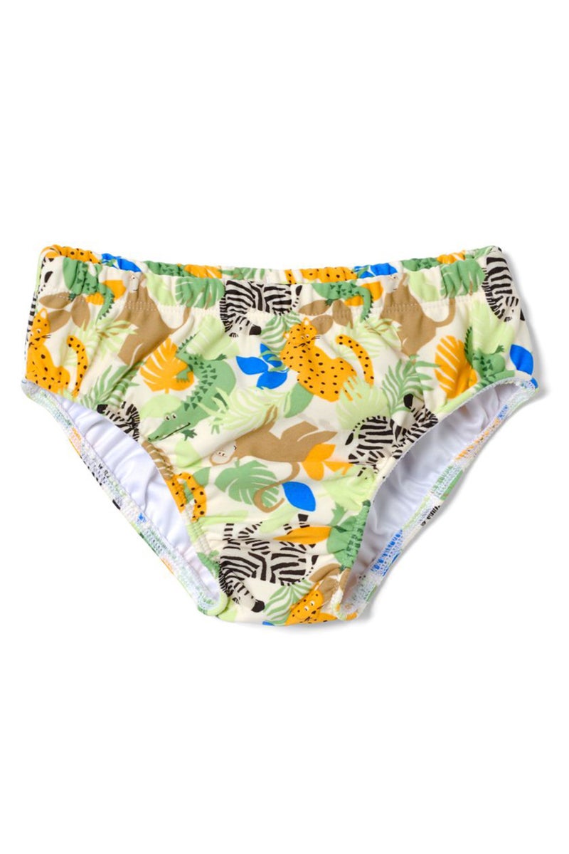 Tchibo Toddlers Boy Allover Print Brief Swimwear, Green Combo - Image 2