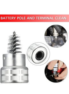 SYOSI 1 Pair Battery Terminals, 4 Way Positive & Negative Terminal Connector Kit with Anti Corrosion Washers, Hex Wrench, Copper Ring Lugs, Cleaning Brush for Car Marine Boat  - Image 5