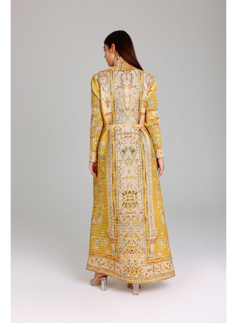 اكسا عباية منقوشة ملونة اصفر - Image 4