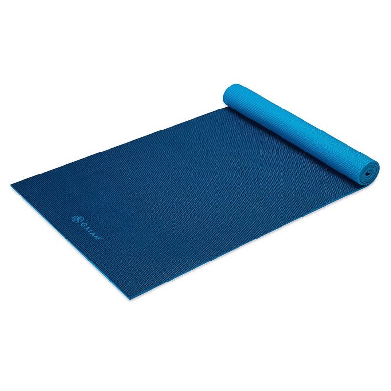 Gaiam Yoga Mat Premium Solid Color Reversible Non Slip Exercise Fitness Mat for All Types of Yoga Pilates Floor Workouts NavyBlue 6mm LongerWider
