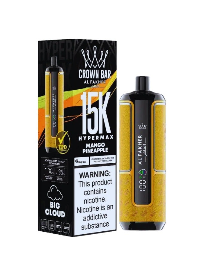 AL FAKHER Crown Bar Mango Pineapple Hypermax 15000 Disposable Vape NC-6mg - Image 1