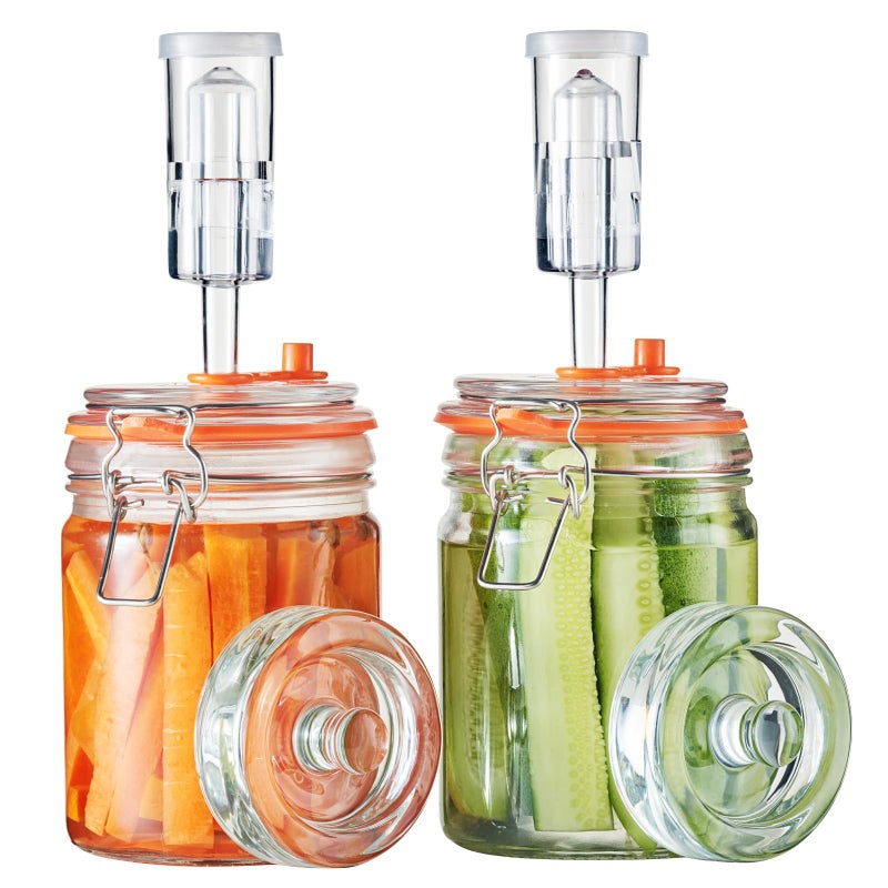 Jillmo Fermentation Jar 700ml Fermenting Kit with Fermentation Weights and Airlocks Pack of 2