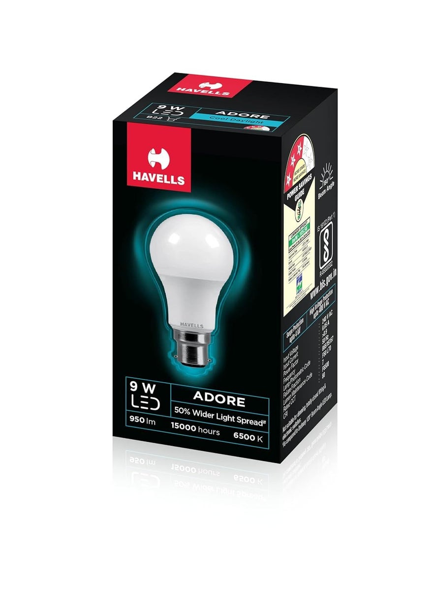 Havells HAVELLS 9w LED Bulb for Home Office B22 LED Bulb Base Cool Day White Light 6500K 4Kv Surge Protection High Voltage Protection Eco Friendly Energy Efficient Pack of 1  - Image 1