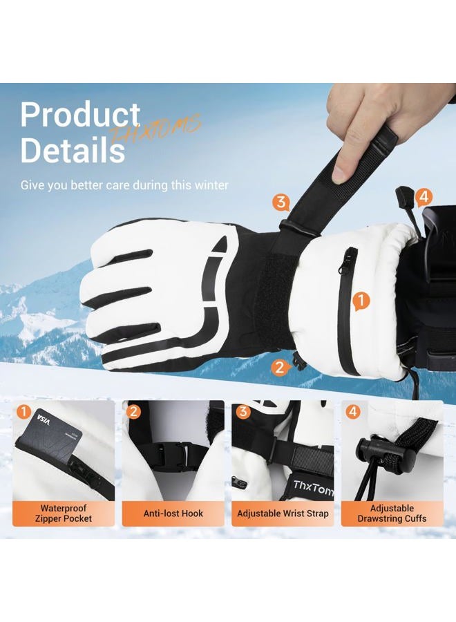 ThxToms Ski Gloves Snow Gloves for Men Women Waterproof Winter Gloves 3M Thinsulate Warm Gloves Unisex Touchscreen Snowboarding Gloves Women Gloves with Pocket for Cold Weather - Image 5