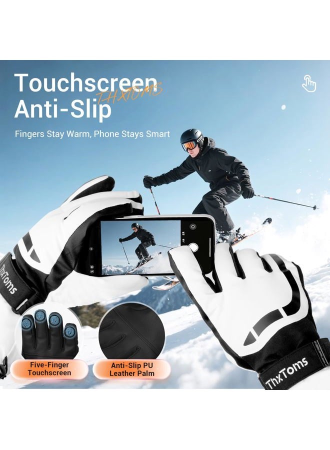 ThxToms Ski Gloves Snow Gloves for Men Women Waterproof Winter Gloves 3M Thinsulate Warm Gloves Unisex Touchscreen Snowboarding Gloves Women Gloves with Pocket for Cold Weather - Image 2