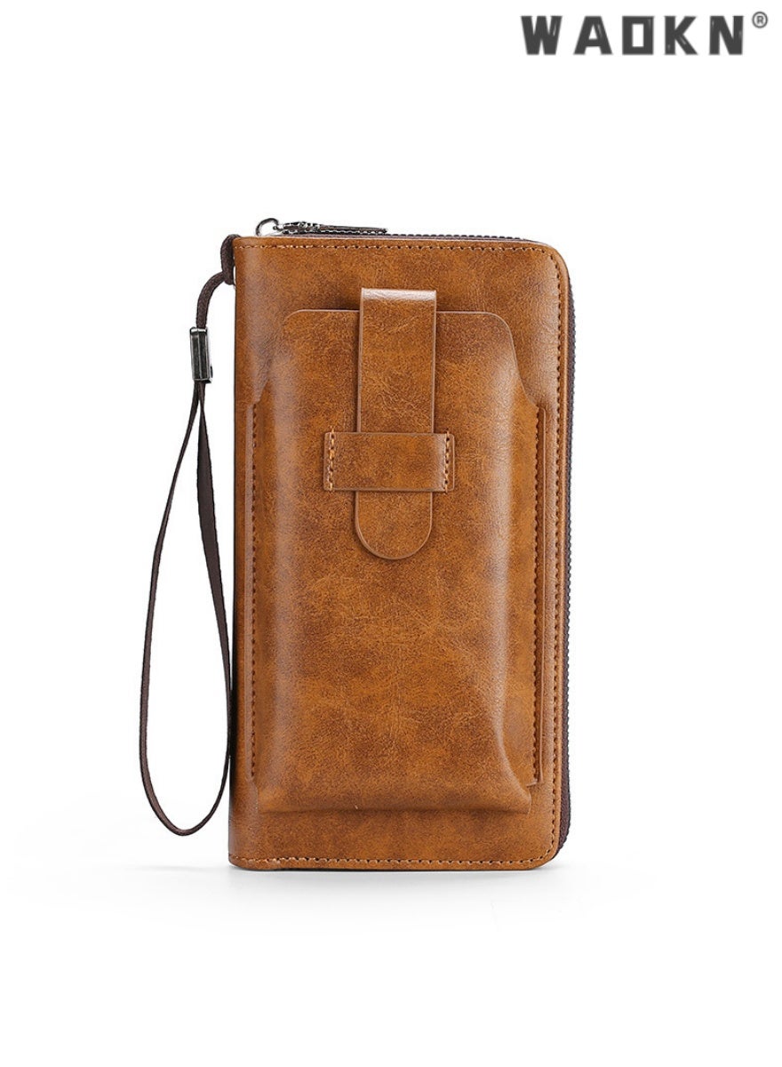 Men's Long Zipper Wallet, Korean Style Youth Phone Case, Fashionable Multi-Card Holder Purse, Secure, Stylish, and Practical for Daily Use, Slim Design, Durable Material, Lightweight.