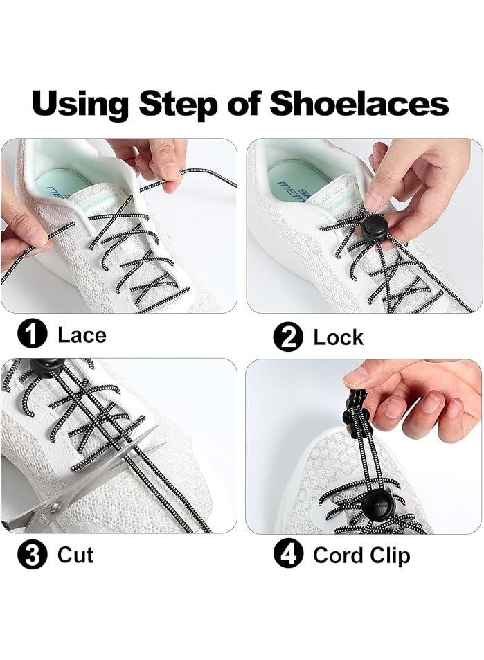 كاكابو أربطة أحذية مرنة بدون ربط - أربطة أحذية بدون ربط للبالغين والأطفال - 4 أزواج، أربطة أحذية متينة للأحذية الرياضية - Image 2