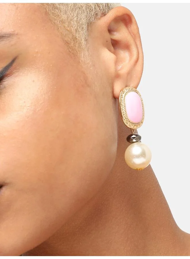 سوهي قرط متدلي من الحجر مصمم للحفلات مطلي بالذهب