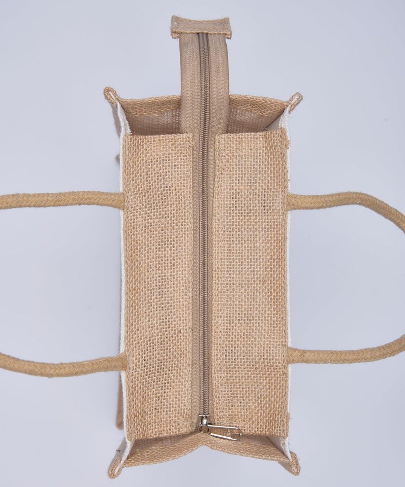 SOMAN Jute Ecofriendly Return Gift Bags Thank You Printed with Zip White Natural Pack of 10 Bags - Image 5