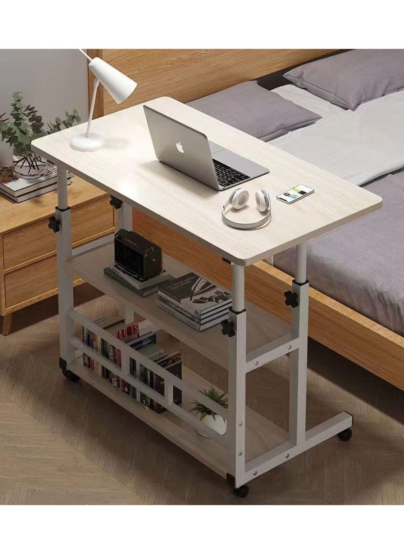 Adjustable Home Office Desk Portable Study Computer Rolling Desk for Small Spaces Movable Sofa Side Bed Table on Wheels Student Small Standing Laptop Desk with Storage