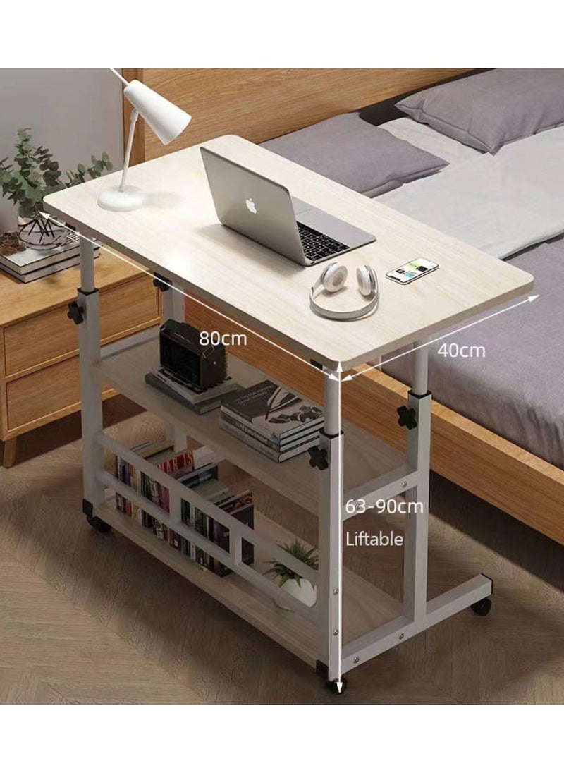 Adjustable Home Office Desk Portable Study Computer Rolling Desk for Small Spaces Movable Sofa Side Bed Table on Wheels Student Small Standing Laptop Desk with Storage