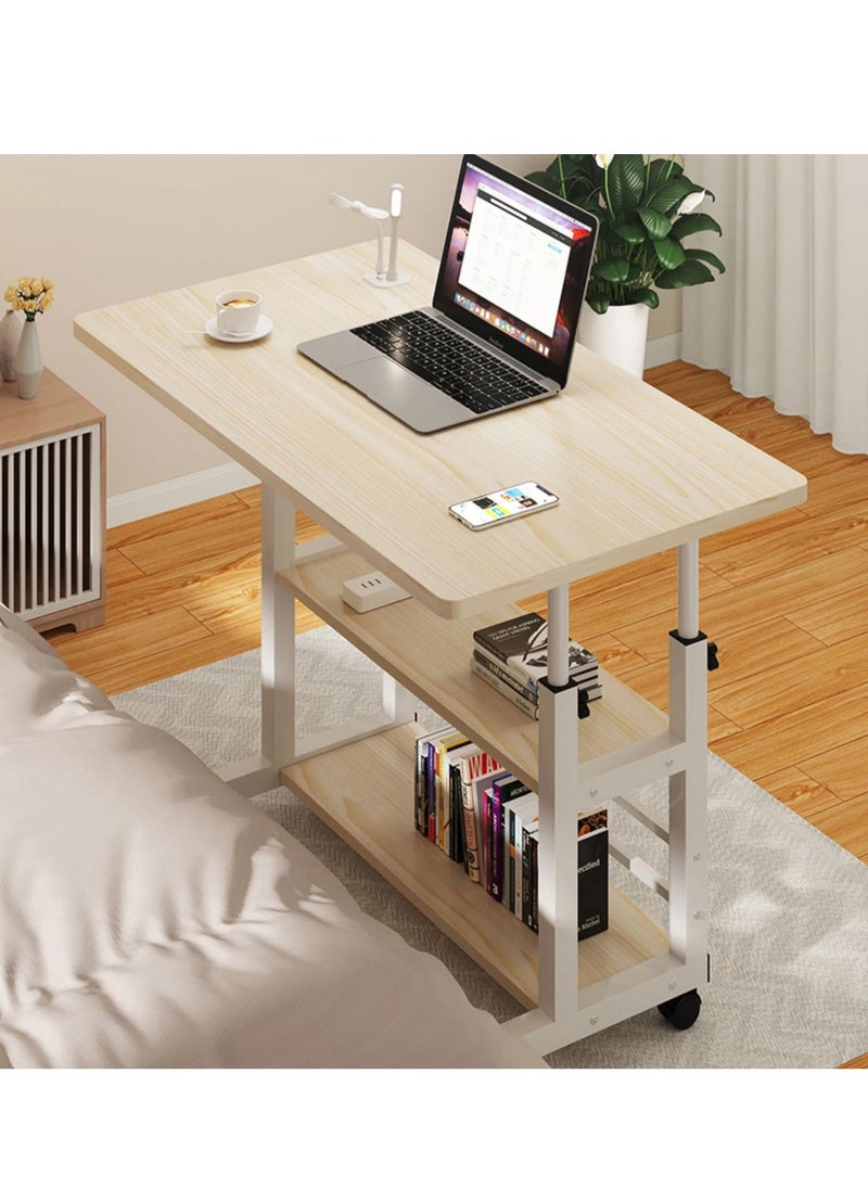 Adjustable Home Office Desk Portable Study Computer Rolling Desk for Small Spaces Movable Sofa Side Bed Table on Wheels Student Small Standing Laptop Desk with Storage