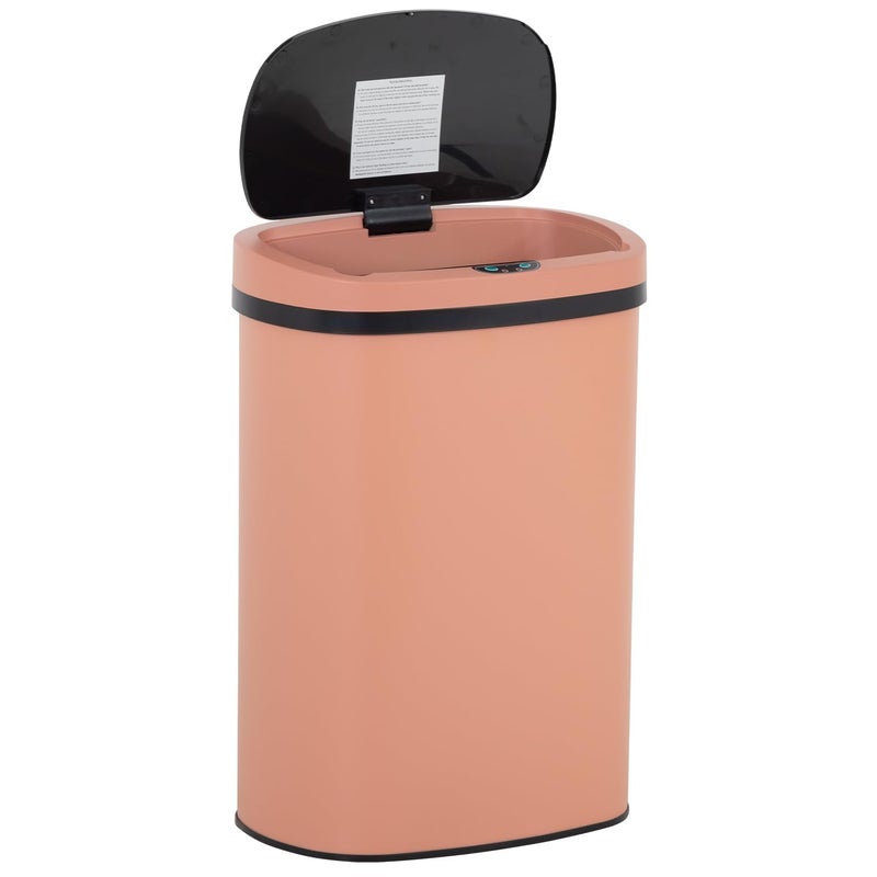 BestOffice | 13 Gallon Stainless Steel Trash Can with Lid | Pink | Automatic Touchless Garbage Can | Odor Control | Modern Oval Design | Easy to Clean | Fits Any Kitchen, Bathroom, Office or Home - Image 1
