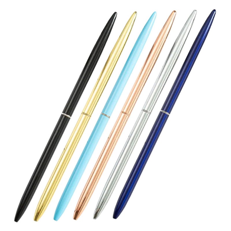 6pcs Metal Ballpoint Pens Smooth Writing Transparent Ergonomic Grip for Office Hotel Business Use - Image 2