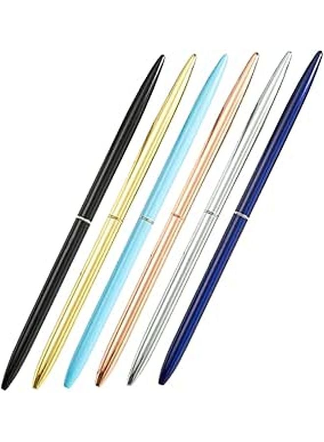 6pcs Metal Ballpoint Pens Smooth Writing Transparent Ergonomic Grip for Office Hotel Business Use - Image 1