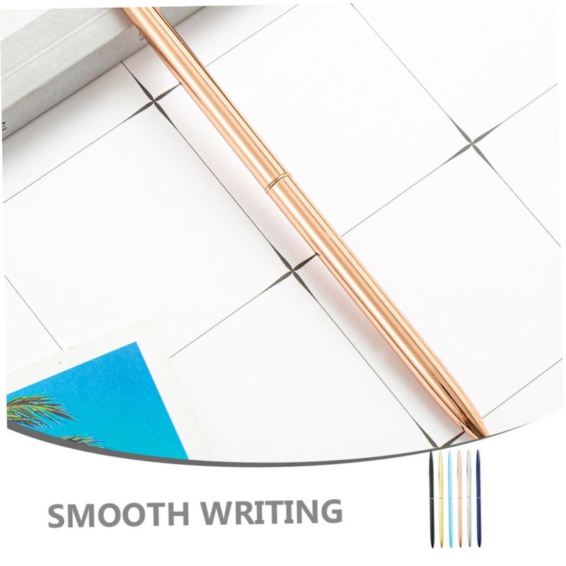6pcs Metal Ballpoint Pens Smooth Writing Transparent Ergonomic Grip for Office Hotel Business Use - Image 5