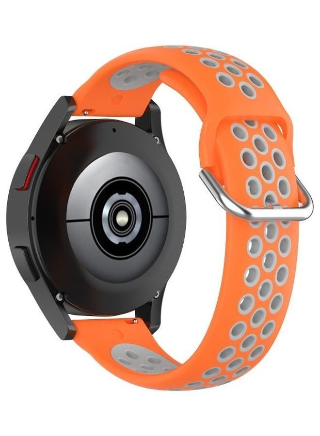سوار بديل من السيليكون لساعة سامسونج جالاكسي 4 كلاسيك مقاس 46 مم برتقالي/رمادي - Image 3