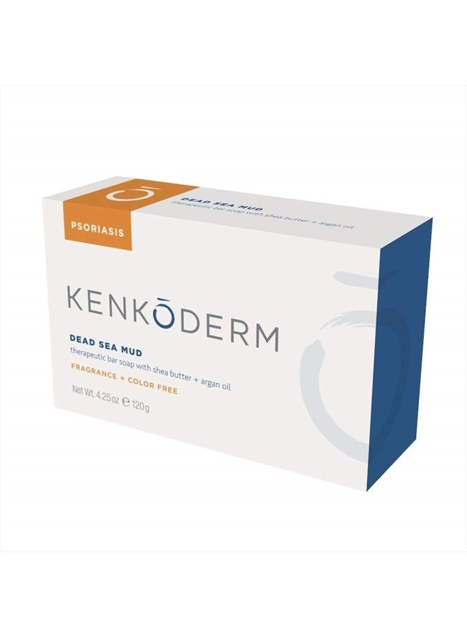 KENKODERM Psoriasis Dead Sea Mud Soap with Argan Oil & Shea Butter 4.25 oz | 1 Bar | Dermatologist Developed | Fragrance + Color Free | Eczema, Psoriasis and Rosacea - Image 4