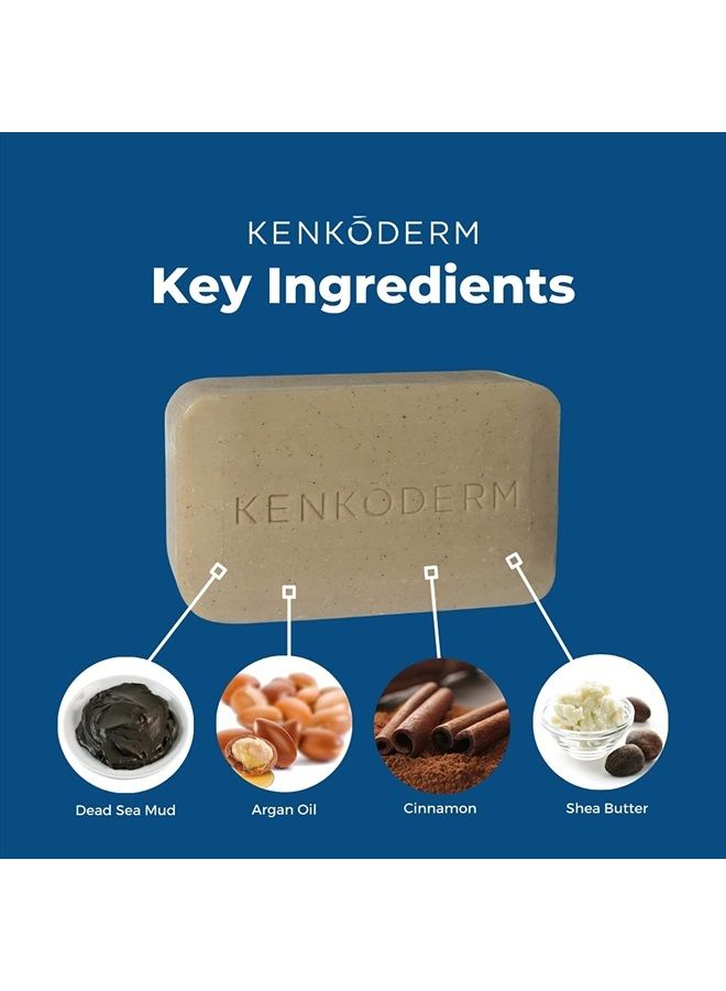 KENKODERM Psoriasis Dead Sea Mud Soap with Argan Oil & Shea Butter 4.25 oz | 1 Bar | Dermatologist Developed | Fragrance + Color Free | Eczema, Psoriasis and Rosacea - Image 5