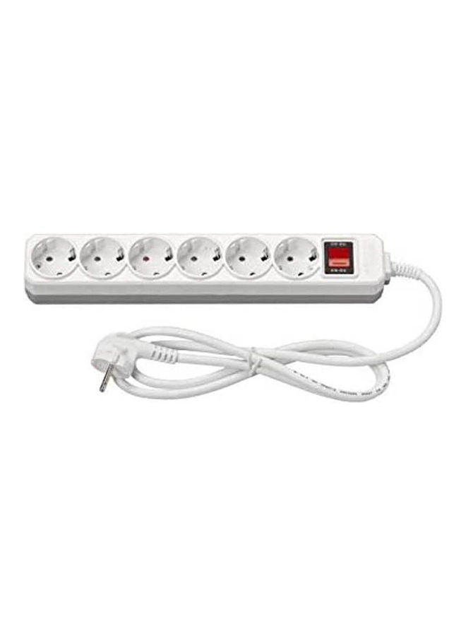 NIBEMINENT Power Strip Extension Board 5 Meters Cord 6 Sockets With Master Illuminated Switch White 