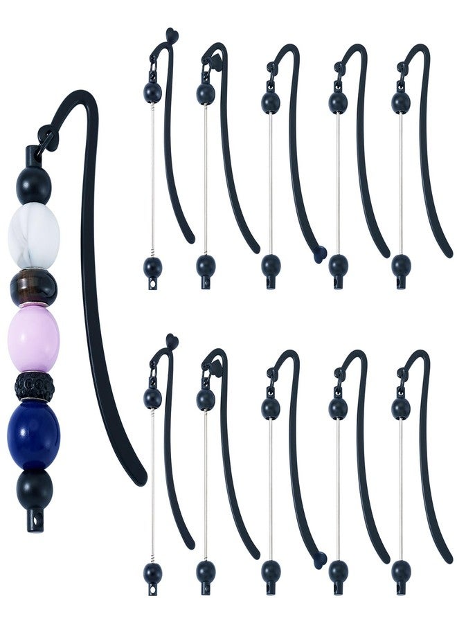 BB Beadthoven Beadthoven 10pcs DIY Beadable Bookmarks Blank Bars Black Heart Beaded Book Marks for Beads Craft Jewelry Pendant Gifts Making Supplies for Students Office School Graduations Book Lover - Image 1