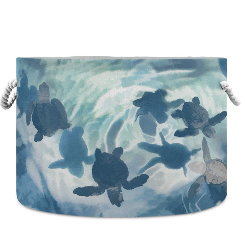 visesunny Storage Basket Sea Turtle in Blue Nursery Hamper Basket Clothes Toy Storage Organizer Bin Box Collapsible Laundry Bag for Kid RoomPlayroomBathroomLiving RoomDormOffice