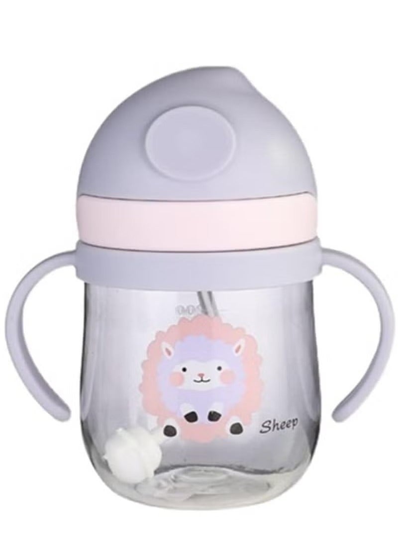 Gonice 250ml Sippy Cup for Baby, Baby Bottle Sippy Cups with Handle Graduated, 360° Spill Free Toddler Cup, Sippy Cups for Toddlers, Soft Spout Sippy Cups （Purple） - Image 1