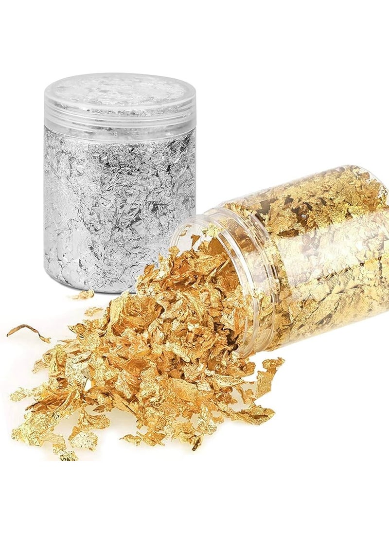 ASK VARK WALA ASK 40g 2 Bottle of Gold Leaf Flakes for Resin Art Gilding Home Decorations Crafts Nails Art and DIYS etcEach 20g in 1 Bottle 