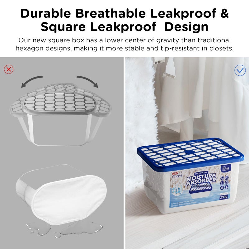 W&E Choice Moisture Absorbers, Portable Humidity Absorber Boxes for Your Bathroom, Closet & Car, Dehumidifier with Fragrance Free, 6 Pack - Image 4