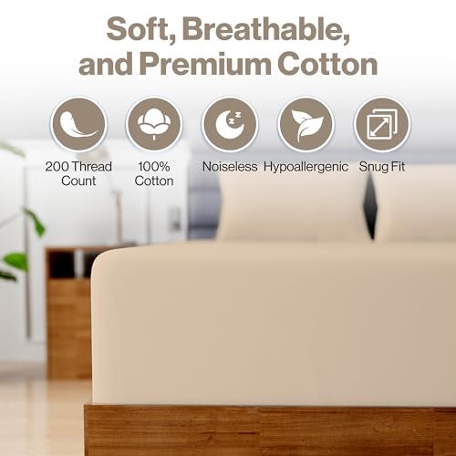 Superity Linen Superity Luxurious Hotel Quality Twin Fitted Sheet 100% Cotton Ultra Soft, Skin-Friendly & Hypoallergenic Deep Pocket Fits 12 Mattress Easy Care & Snug Fit (Twin Size - 39 x 75) - Image 2