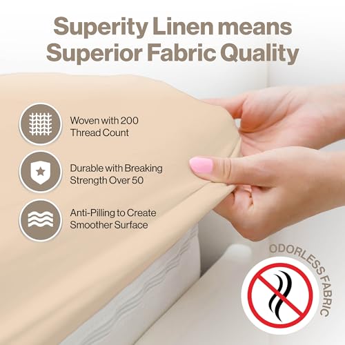 Superity Linen Superity Luxurious Hotel Quality Twin Fitted Sheet 100% Cotton Ultra Soft, Skin-Friendly & Hypoallergenic Deep Pocket Fits 12 Mattress Easy Care & Snug Fit (Twin Size - 39 x 75) - Image 3