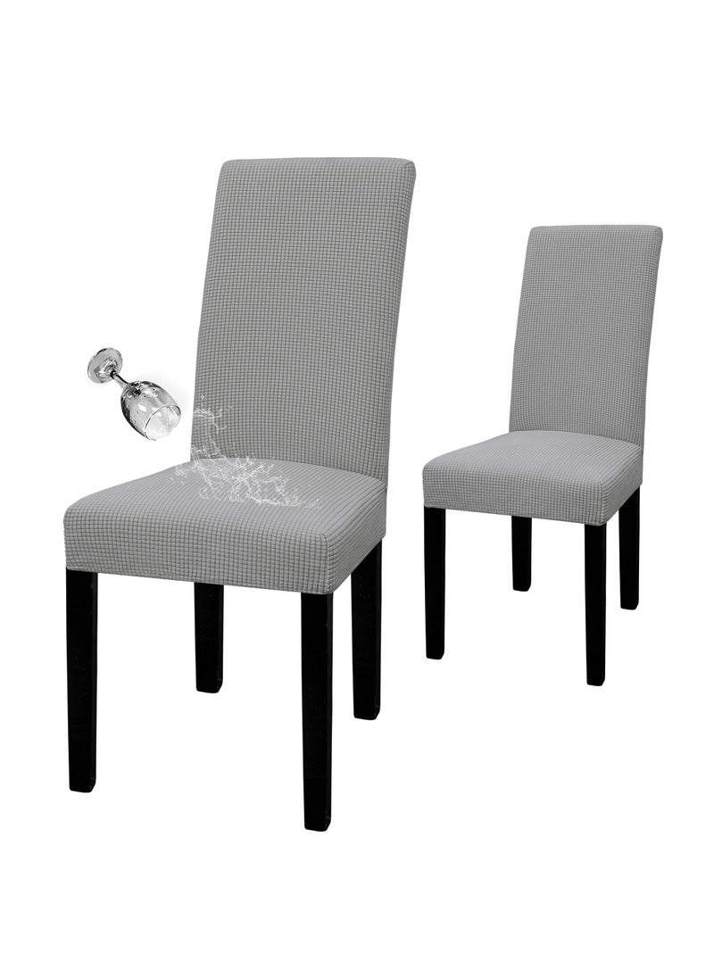 Easy-Going EasyGoing 100 Waterproof Dining Room Chair Cover Set of 4 Stretch Jacquard Parson Chair Slipcover Removable Washable Chair Protector for Home Restaurant Banquet Large Light Gray 