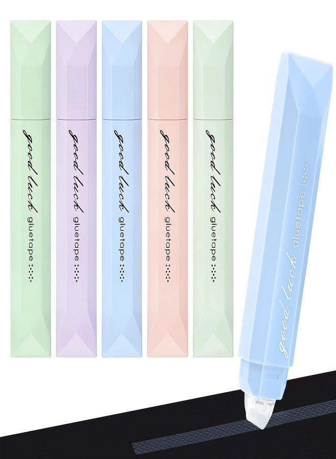 قلم لاصق مزدوج الجوانب، عبوة من 5 قطع، أدوات لاصقة للأعمال اليدوية، مناسبة لسجل القصاصات، ودفاتر الذكريات، وتغليف الهدايا، وتركيب الصور، والمدارس والمكاتب والأعمال الفنية. - Image 1