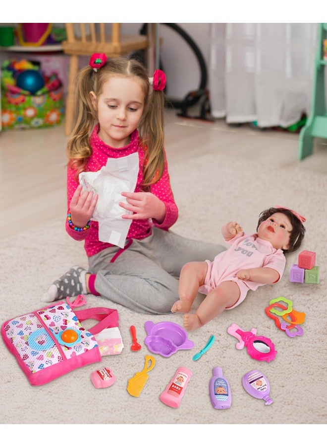 GAGAKU GAGAKU 23 Pack Baby Doll Accessories Set Baby Doll Feeding and Caring Set Includes Diaper Bag,Doll Diapers,Toys, Bottles,Pretend Play Set,Shower,Eating,and More, Perfect for Kids Toddlers and Girls  - Image 5