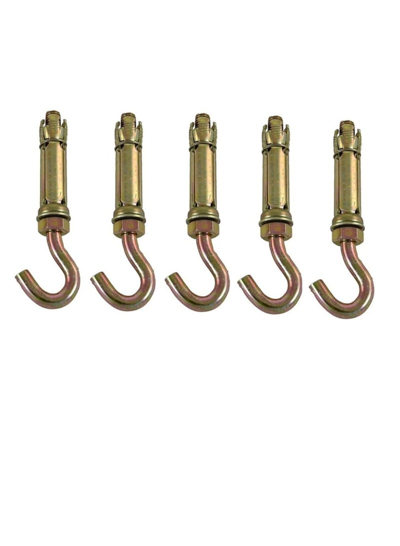 Robustline High Strength Metal Sleeve Shield Closed Hook/Eye Hook | Open Hook Anchor Bolt Pack of 5 (OPEN HOOK, 6 MM) - Image 1